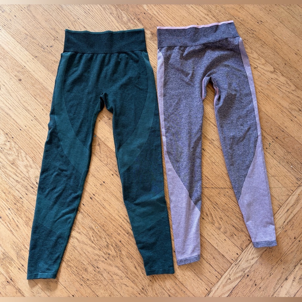 PINK seamless tights - leggings - two pair Victoria’s Secret booty heart